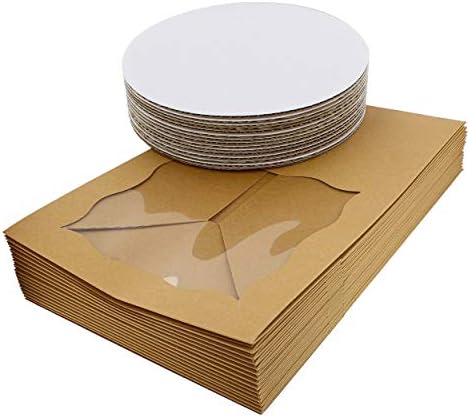 Spec101 Square Cake Boxes with Window - 15pk Disposable Cake Container with Cake Board, Kraft Brown Cake Boxes 10x10x5in