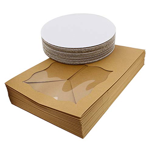Spec101 Square Cake Boxes With Window - 15Pk Disposable Cake Container With Cake Board, Kraft Brown Cake Boxes 10X10X5In #TOP13
