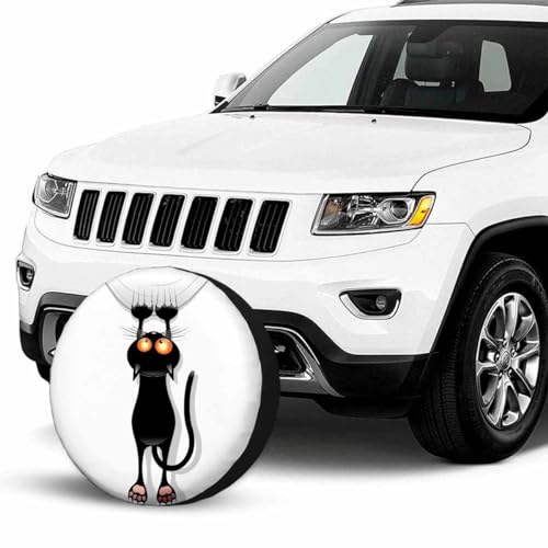 Image of Cat Spare Tire Cover for RV Trailer Angry Witch Cat Scratching The Curtain Wheel Protectors Weatherproof Polyester Tire Case for All Cars SUV Camper Travel 15 inch