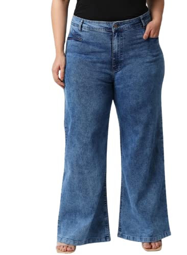 HIGH Star Women Blue Wide Leg Plus Size Stretchable Jeans-image-39