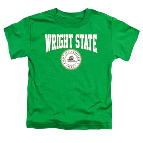LOGOVISION Wright State University Collegiate Seal Kids T Shirt (4) for Toddler Boys and Girls, Kelly Green