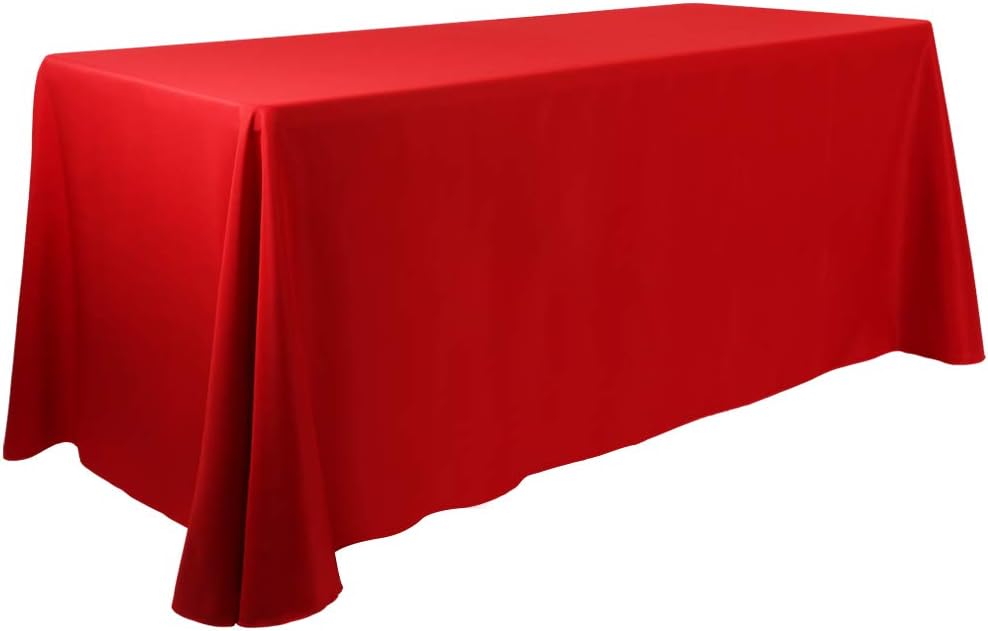 E-TEX Oblong Tablecloth - 90 x 132 Inch Rectangle Table Cloth for 6 Foot Rectangular Table in Washable Polyester , Red