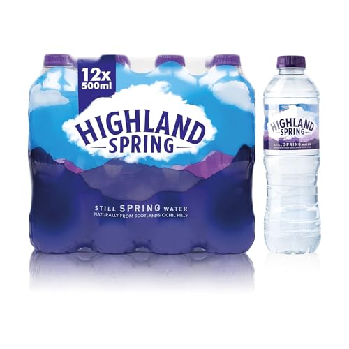 Hiighland Spring Still Natural Mineral Water – 500ml Bottles (Pack of 12) | Pure Scottish Spring Water | BPA-Free Bottles | Refreshing Everyday Hydration