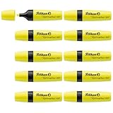 Pelikan Highlighters, Box of 10 Neon Yellow, Chisel Tip Quick Drying Water-Based Markers, Exam, Study & Office Highlighting