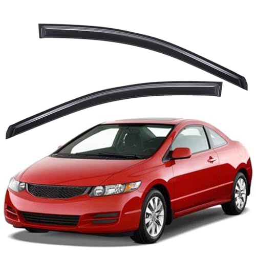Lightronic Extra Durable Outside-Mount Auto Vent Window Visor, Fits 2006-2011 Honda Civic Coupe (2-Doors), UV Protection Rain Guard, Original Wind Deflector, No-Drill Easy Install, Dark Smoke, 2-Pcs by Lightronic - Used condition - CA$7.43