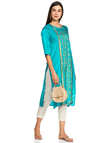 Image of Aurelia Women's Cotton Straight Fit Solid Straight Kurta