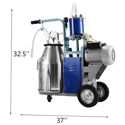 Foto von VEVOR Melkmaschine 25 L, Edelstahl Melkmaschine 0,55 kW, Melkmaschine Tragbar Druckerhöhungspumpe 1440 U/min, 10-12 Kühe/St, Elektrische Melkmaschine mit Lenkrad und Doppelgriffen, für Ziegen, Kühe