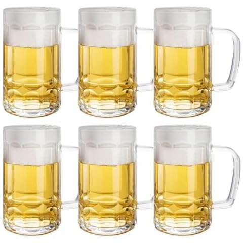 Ecentaur Beer Glasses Steins Pint Glass Beer Mug for Drinking Classics Beer Cup Tumblers Pub Drinkware Bar Glassware Set of 6 Cover