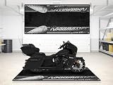 wibeart Parking Mat for Roadmaster Dark Horse Motorcycle Model, Display and Pit Mat, Washable Non-Slip Garage, Showroom Mat, Rug (Black Smoke, Size 2: 102 x 47/260 x 120 cm)