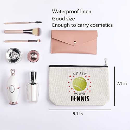 Tennis Gifts Tennis Pouch Bag Inspirational Gifts for Tennis Gifts for Girls, Gifts for Tennis Lovers Players Birthday Gift for Best Friend Sister Daughter - Just A Girl Who Loves Tennis Makeup Bag - Thumbnail 2