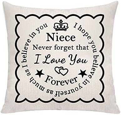 VAVSU Niece Inspirational Gifts From Aunt Uncle Square Shape Pillow Cases Pillow Covers Pillow Protectors for Christmas Birthday Small Keepsakes to Niece