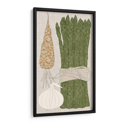 Canvas Lab | Contour Fruits and Veggies V by Vision Studio | 7 x 15 in | Fine Art Framed Print, Frame Color: Black | Food, Kitchen | Wall Decor for Bedroom, Living Room or Office