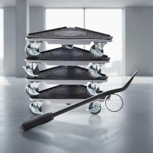 Mucola Möbelheber 7tlg Set – Möbeltransport-Set bis 1050 kg Tragkraft – 4 Möbelroller + Hebelarm – Schwerlastroller mit 360° Rollen – Umzugshelfer für schwere Möbel Bodenschoner & Anti-Rutsch