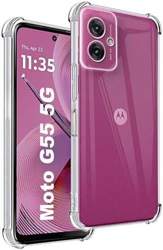 SEAHAI Hülle Für Motorola Moto G55 5G – Transparent Mit Blumenmuster, TPU Silikon, Stoßfest, Unterstützt Kabelloses Laden