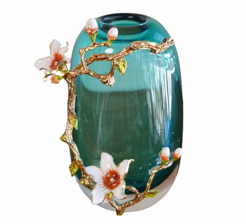 Enamel Art Glass Vase – Hand-Painted Floral Decor, Luxury Home