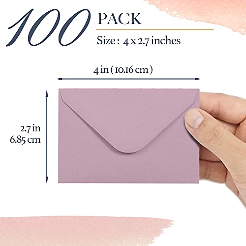 Gift Card Envelopes - 100-Count Mini Envelopes, Paper Business Card Envelopes, Bulk Tiny Envelope Pockets, 10 Pastel Colors, 4 X 2.7 Inches #TOP3