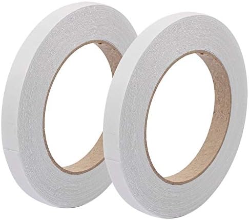 2 Rolls Double Sided Tape Adhesive Sticky Tapes for Gifts, Photos, Documents, Wallpaper, Scrapbooking, Crafts, Ribbon, Cards and Boxes - 33 Meters - 9mm / 12mm