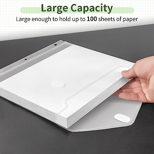 Sooez 30Pack Binder Folders With Space-Saving Closure, Super Heavyweight Binder Pockets For 3 Ring Binder, High Capacity Clear Binder Pouch, Side Loading, 3 Ring Folders With Pockets, Letter Size #TOP3