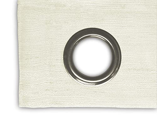 Ricardo | Grasscloth Lined Grommet Patio Panel W/Wand | 84”L X 110”W | White | 1.5” Metal Grommets | Modern Style | Easy Open & Close Wand | Machine Washable | Room Darkening Curtain #TOP2