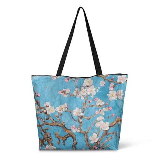 Image of Art Lover Zippered Tote Bag Waterproof Large Work Tote Bags, Artwork Women's Purse Handbags Travel Totes
