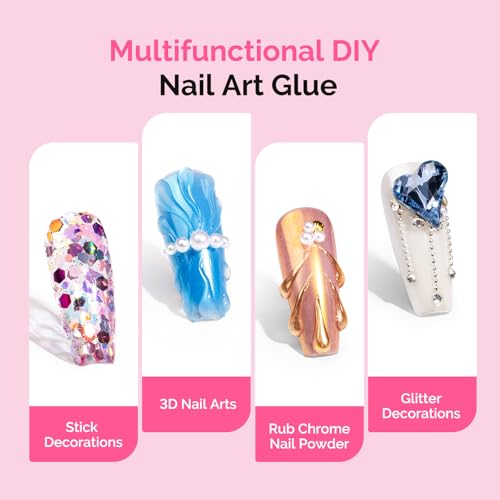 Image of MelodySusie 2Pcs Nail Rhinestone Glue for Nails Super Strong Gel for Nail Charms Gems 3D Nail Gel UV Nail Glue for Nail Art Design Nail Chrome Powder
