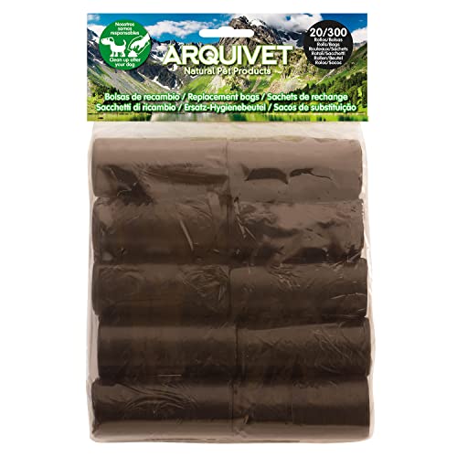 Arquivet Ersatzbeutel für Hundekot, Schwarz, 20 Rollen x 15 Beutel