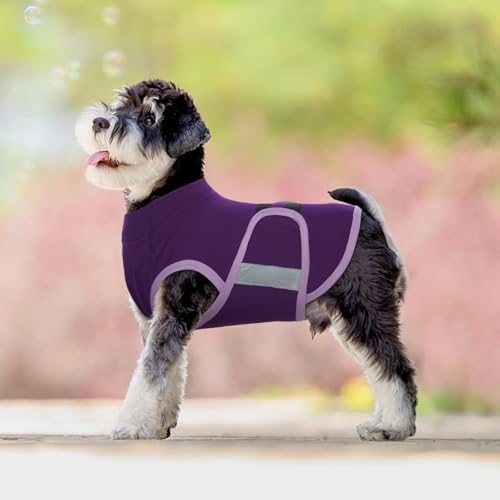 IECOii Beruhigungsweste für Hunde,verstellbare Hunde-Angstjacke mit reflektierenden Streifen,weicher Beruhigungsmantel für Hund, Angstweste für kleine Hund, Beruhigungsjacke für kleine Hunde,Lila, S