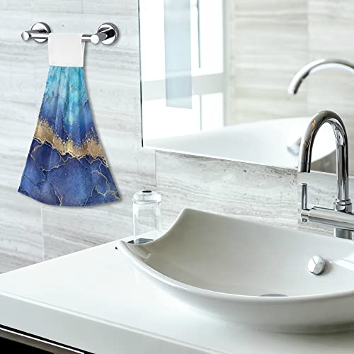 Bolaz Gold Blue Marble Abstract Painting Hanging Kitchen Towel Hand Towel 2 Pcs Absorbent Hanging Tie Towels For Bathroom Laundry Room Kitchen 12 X 17 Inches #TOP5