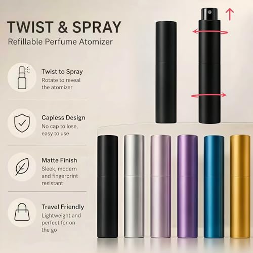 10ml Travel Perfume Bottle Refillable, Cologne Travel Bottle, Empty Atomizer Spray Dispenser, Portable Sprayer Travel Essentials for Men and Women (4Pcs Black) - Image 6