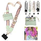 YOUSHEME Clip and Go Strap for Phone with Wallet Crossbody, Phone Strap with Zippered Pouch, Adjustable Crossbody Phone Strap with Leather Wallet for All Phones (Green)