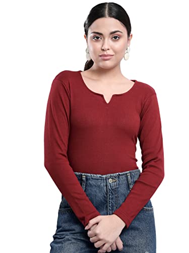 Image of Q - RIOUS Women's Solid Full Sleeve Scoop Neck Top