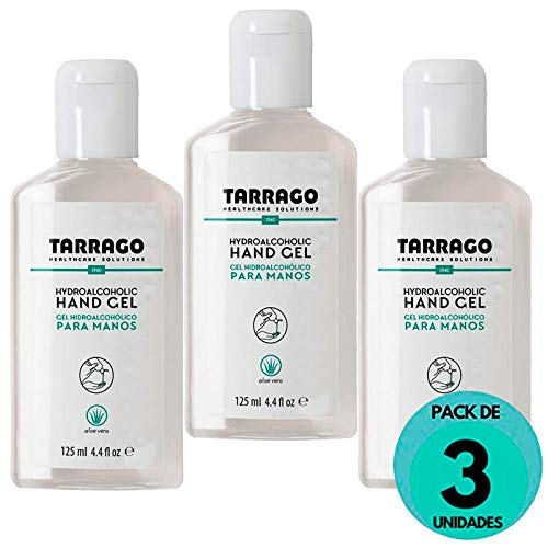 Tarrago | Gel Hidroalcóholico para Manos 125ml | Gel Desinfectante con Aloe Vera | Pack de 3 Unidades (375ml)