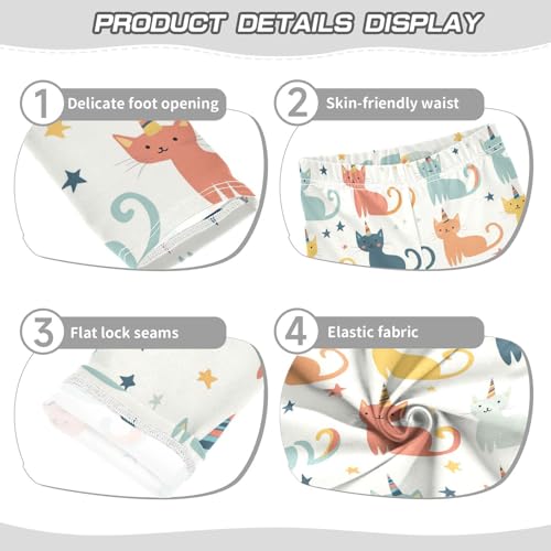 Cute Cats Girls' Leggings Toddler Doodles Unicorn Horns Stars Kids Yoga Pants Dance Active Tights 4T3