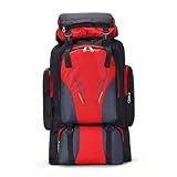 Mochila 70L Resistente para Outdoor – Ideal para Camping, Montanhismo, Viagem e Trilhas(Vermelho)