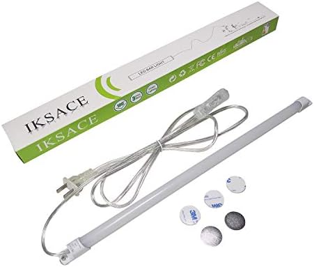 IKSACE Under Cabinet LED Lighting 110V Plug-in,Under Counter Lights for Kitchen,Cupboard,Desk,Countertops,Shelf,Showcase,17in Strip Bar Light,Dimmable,3 Color Changing Warm/Soft/Bright White