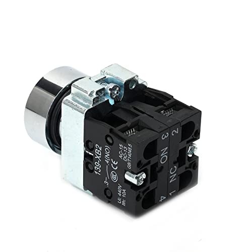 Starelo 2Pcs 22Mm Momentary Push Button Switch 1No 1Nc 10A 440V Metal Material Xb2-11Bn.(1Green & 1Red) Self-Resetting Toggle Switch (Red) #TOP4