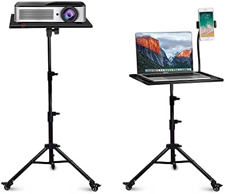 LUXBURG Laptop Projector Floor Stand with Mouse Pallet & Phone Holder, Adjustable Height from 76 - 153 cm / 30 - 60 inch, Multi-functional Tripod Stand Perfect for Laptop, Projector, DJ Devices