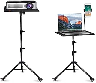 LUXBURG Laptop Projector Floor Stand with Mouse Pallet & Phone Holder, Adjustable Height from 76 - 153 cm / 30 - 60 inch, Multi-functional Tripod Stand Perfect for Laptop, Projector, DJ Devices