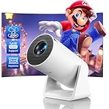 プロジェクター 小型【短焦点・調整可能スタンド】【27000LM・4K対応】高輝度 天井投影 Wi-Fi6瞬間接続 Bluetooth5.4 内蔵HiFiスピーカー リアル1080P 短距離投影 自動台形補正 大画面 スタンド一体型 軽量 スマホ/パソコン/PS機/DVD接続可 プレゼント 日本語取扱説明書 (ホワイト)