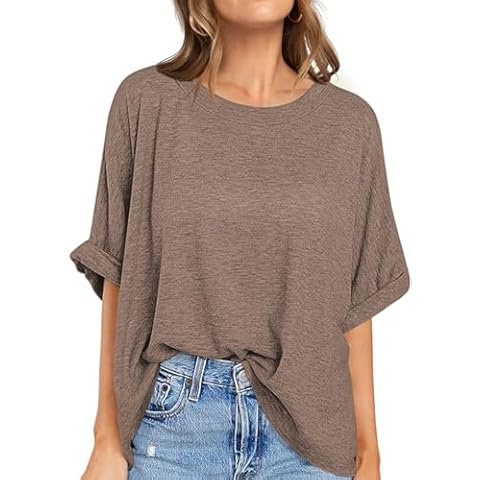 UEU Women's Oversized Short Sleeve Shirts Cover