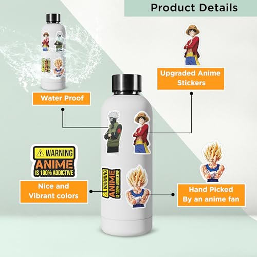 Image of Mix Anime Aesthetic Vinyl Journal Stickers for Phone Case, Notebook, Water Bottle, School Bag, Etc Self-Adhesive Stickers Set of 50 Glossy and Waterproof Stickers (Mix Anime, 23 cms)