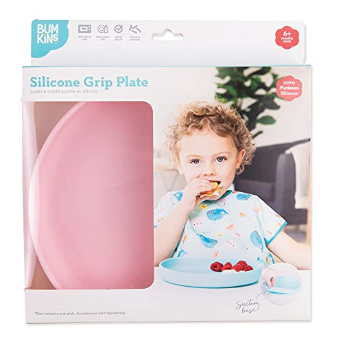 image for Bumkins Toddler and Baby Suction Plate, Silicone Grip Dish for Babies 