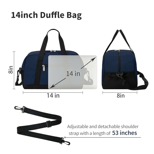 Image of Apenze Small Gym Bag 14 inch lightweight Carry On Mini Duffel Bag for Travel Sport - Navy Blue