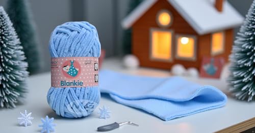 Image of M.G ENTERPRISE Knitting Yarn Thick Chunky Wool, Blankie Sky Blue 400 Gms Best Used With Knitting Needles-Ie Art-Aaeb