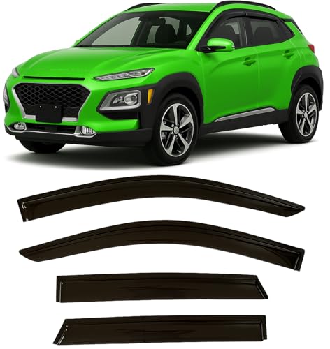 2018-2023 Tape-On Rain Guards for Hyundai Kona Side Window Visor Deflectors Se Sel Plus Night Limited Ultimate Durable Tinted Shade 2019 2020 2021 2022