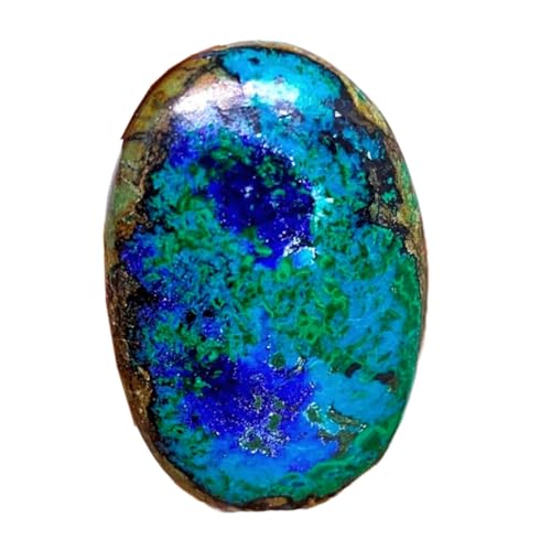 Azurite malachite gemme ovale haut de gamme 38x24x7mm pour sertissage de bague
