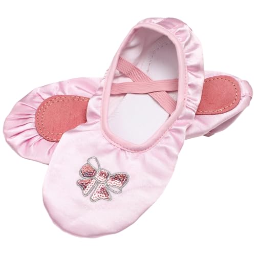 Aislor Girls Satin Ballet Dance Shoes Ballerina Shoes Lyrical Dance Split Sole Slipper for Stage Show