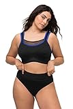 elastisches Unterbrustband Ulla Popken Damen Sport-Bra BH, Schwarz, 115C EU