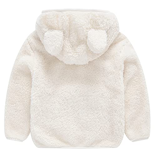 Toddler Girls Bear Ears Fleece Hooded Coat Zip Up Solid Color Long Sleeve Jacket Little Boys Cute Warm Clothes2