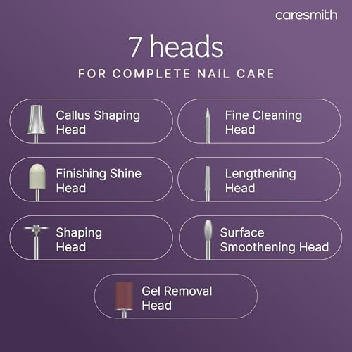 Image of Caresmith Bloom Electric Nail Care Set |Rechargeable Nail Drill Machine | Manicure Pedicure Machine with 7 Interchangeable Heads & 5 Adjustable Speeds | Electric Nail Trimmer, Buffer, Shiner, Shaper and Foot File | Manicure Pedicure Kit for Women